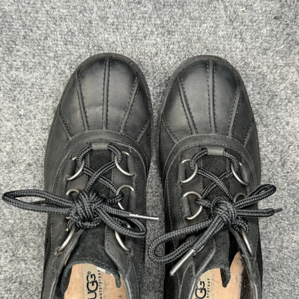 UGG Heather Boots Women's 9 Black Leather Suede Waterproof Short‎ Ankle Booties